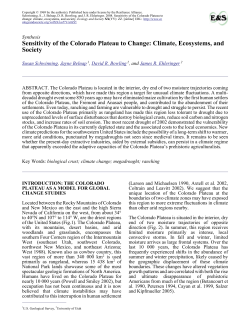 Sensitivity of the Colorado Plateau to Change: Climate, Ecosystems