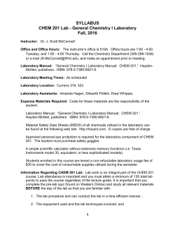 SYLLABUS CHEM 201 Lab - Western Illinois University