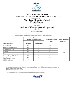 Met 9 out of 13 target goals (69.2 percent) Fayette County Mary