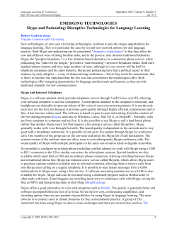 EMERGING TECHNOLOGIES Skype and Podcasting