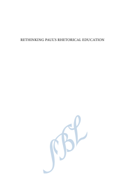 rethinking paul`s rhetorical education