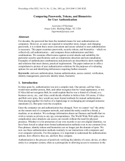 Comparing Passwords, Tokens, and Biometrics for User