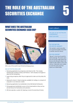 The role of ASX - Sharemarket Game
