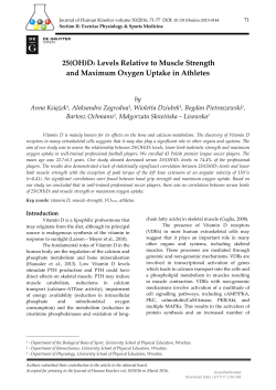 25(OH)D3 Levels Relative to Muscle Strength and Maximum