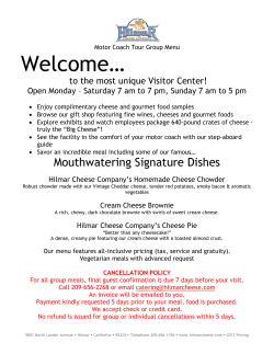2017 Group Tour Menu - Hilmar Cheese Company