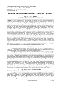 The Security Council and Global Peace, &ldquo;Issues and