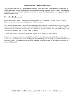 Selected Quotes of Pope Francis by Subject