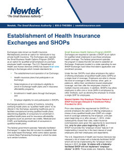 Establishment of Health Insurance Exchanges