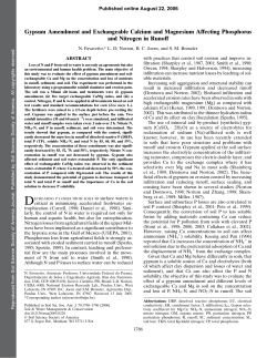 Gypsum Amendment and Exchangeable Calcium and Magnesium