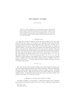 ODD PERFECT NUMBER 1. Introduction It takes God six days to