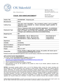 Position Title: ACCOUNTANT - Temporary pool Recruitment