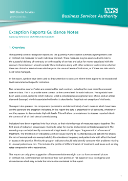 Exception Report Guidance Document