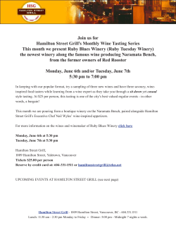 Join us for Hamilton Street Grill`s Monthly Wine Tasting Series This