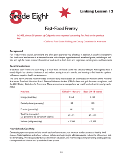 Lesson 12 Fast-Food Frenzy - California Healthy Kids Resource