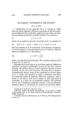 ALGEBRAIC DIFFERENCE EQUATIONS* 1