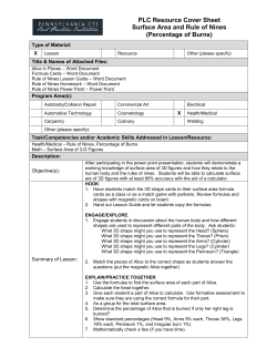 PLC Resource Cover Sheet Surface Area and Rule of Nines