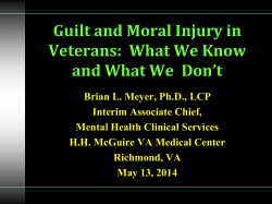 Guilt and Moral Injury in Veterans: What We Know and What We Don`t