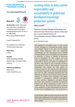 Locating ethics in data science - Philosophical Transactions of the