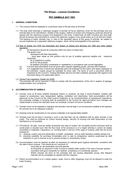 Pet Shops &ndash; Licence Conditions