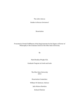 1 The Liber Amicus: Studies in Horace Sermones I Dissertation