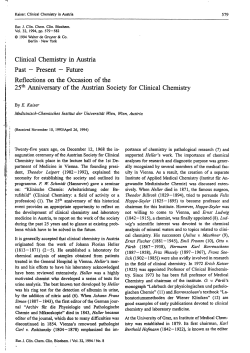Clinical Chemistry in Austria Fast &mdash; Present &mdash; Future Reflections