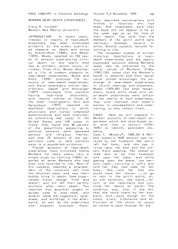 FREE INQUIRY in Creative Sociology MORMON NEAR DEATH