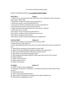 US History Final Exam Review Sheet Answer the