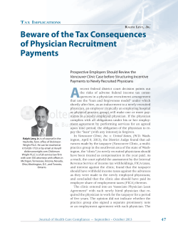 Beware of the Tax Consequences of Physician Recruitment Payments