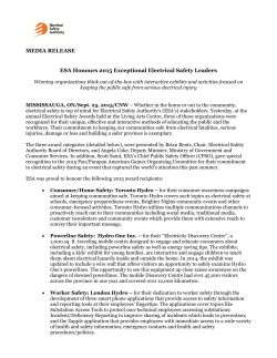 MEDIA RELEASE ESA Honours 2015 Exceptional Electrical Safety