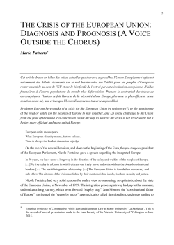 the crisis of the european union: diagnosis and prognosis