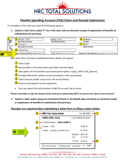 Flexible Spending Account (FSA) Claim and Receipt Submission