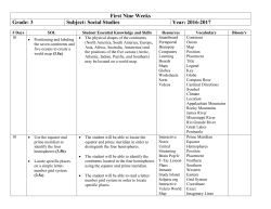 First Nine Weeks Grade: 3 Subject: Social Studies Year: 2016-2017