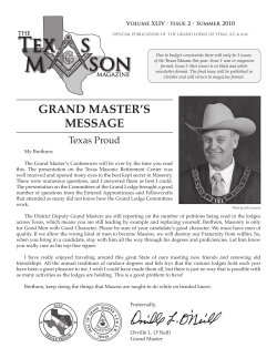 grand master`s message - The Grand Lodge of Texas