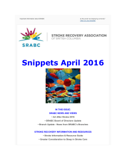 April 2016 Snippets  - Stroke Recovery Association of BC
