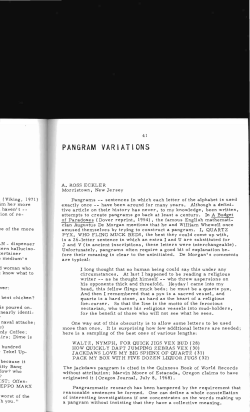 Pangram Variations - Digital Commons @ Butler University