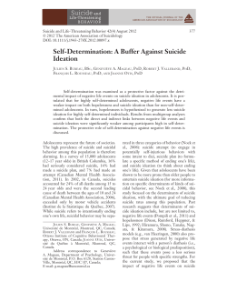 SelfDetermination: A Buffer Against Suicide Ideation