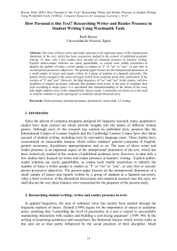 How Personal is this Text? Researching Writer and Reader