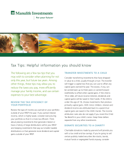 Tax Tips-Considerations for the Coming Year
