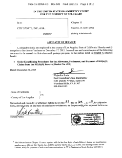Case 15-12054-KG Doc 509 Filed 12/21/15 Page 1 of 10