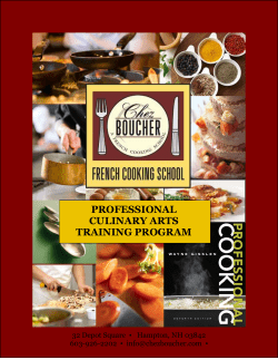 PROFESSIONAL CULINARY ARTS TRAINING PROGRAM