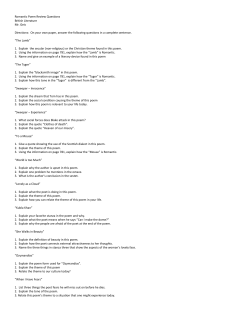 Romantic Poem Review Questions British Literature Mr. Geis