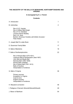 THE ANCESTRY OF THE BALLS OF BERKSHIRE