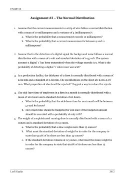 Assignment #2 &ndash; The Normal Distribution