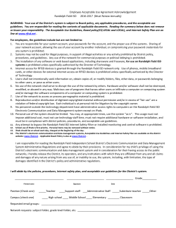Employee Acceptable Use Agreement Acknowledgement