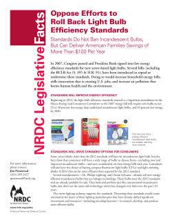 Oppose Efforts to Roll Back Light Bulb Efficiency