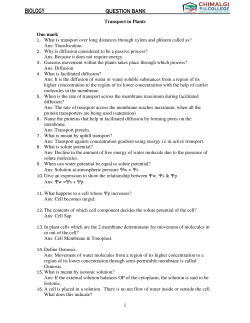 Chapter 11 Transport of Plants Question Bank
