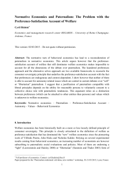 Normative Economics and Paternalism: The