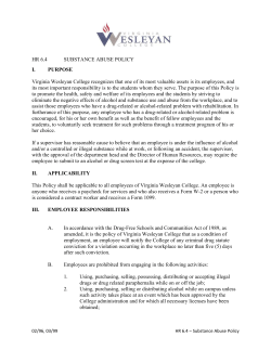 HR 6.4 SUBSTANCE ABUSE POLICY I. PURPOSE Virginia