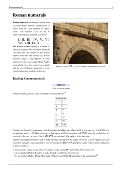 Roman numerals - Hymns and Chants