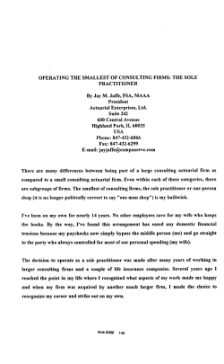 OPERATING THE SMALLEST OF CONSULTING FIRMS: THE SOLE